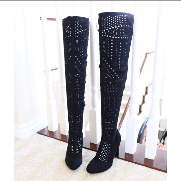 NEW Killer Over The Knee Boots Black Size 6 - Picture 3 of 8